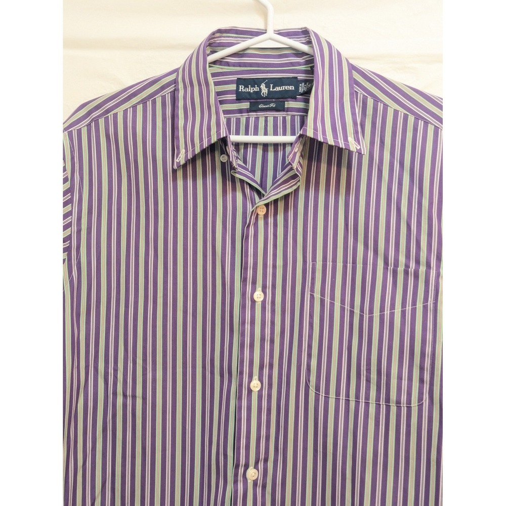 Polo Ralph Lauren Men's Small Classic Fit Striped Button Down Shirt Purple